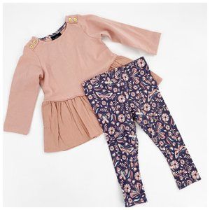 Cynthia Rowley 2 Piece Set Pink Solid Color Top Floral Pants 12 Month